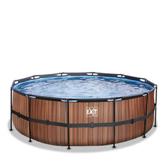 Каркасный бассейн с песочным фильтром Exit Wood, ø427x122 см, коричневый цена и информация | Бассейны | kaup24.ee