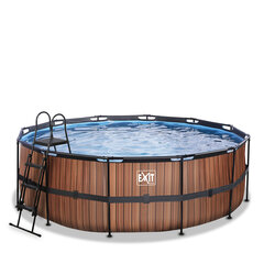 Каркасный бассейн с песочным фильтром Exit Wood, ø427x122 см, коричневый цена и информация | Бассейны | kaup24.ee