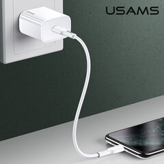 Дорожное зарядное устройство USAMS 20Вт USB-C PD, белое цена и информация | Зарядные устройства для телефонов | kaup24.ee