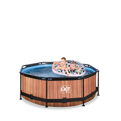 Каркасный бассейн с фильтром Exit Wood ø244x76 см, коричневый цена и информация | Бассейны | kaup24.ee