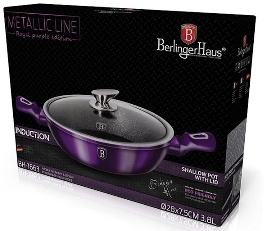 Pott kaanega Berlingerhaus Metallic Line Purple Eclipse Collection, 28 cm hind ja info | Potid ja kiirkeedupotid | kaup24.ee