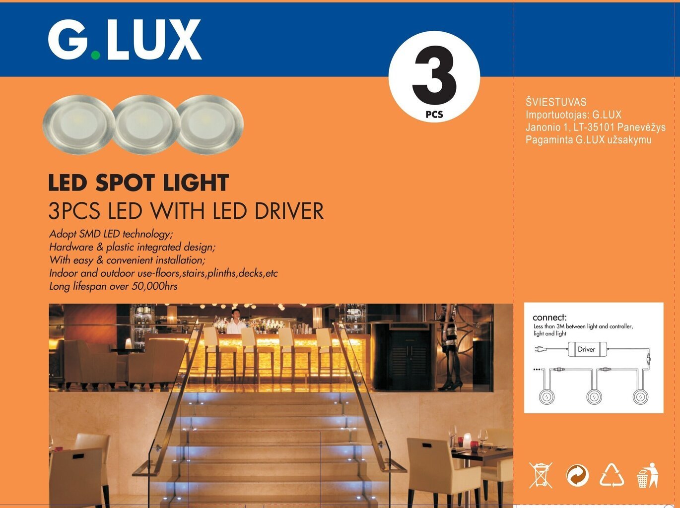 Trepikoja LED-valgustus LBS-3107-3 LED 3x0,3W hind | kaup24.ee