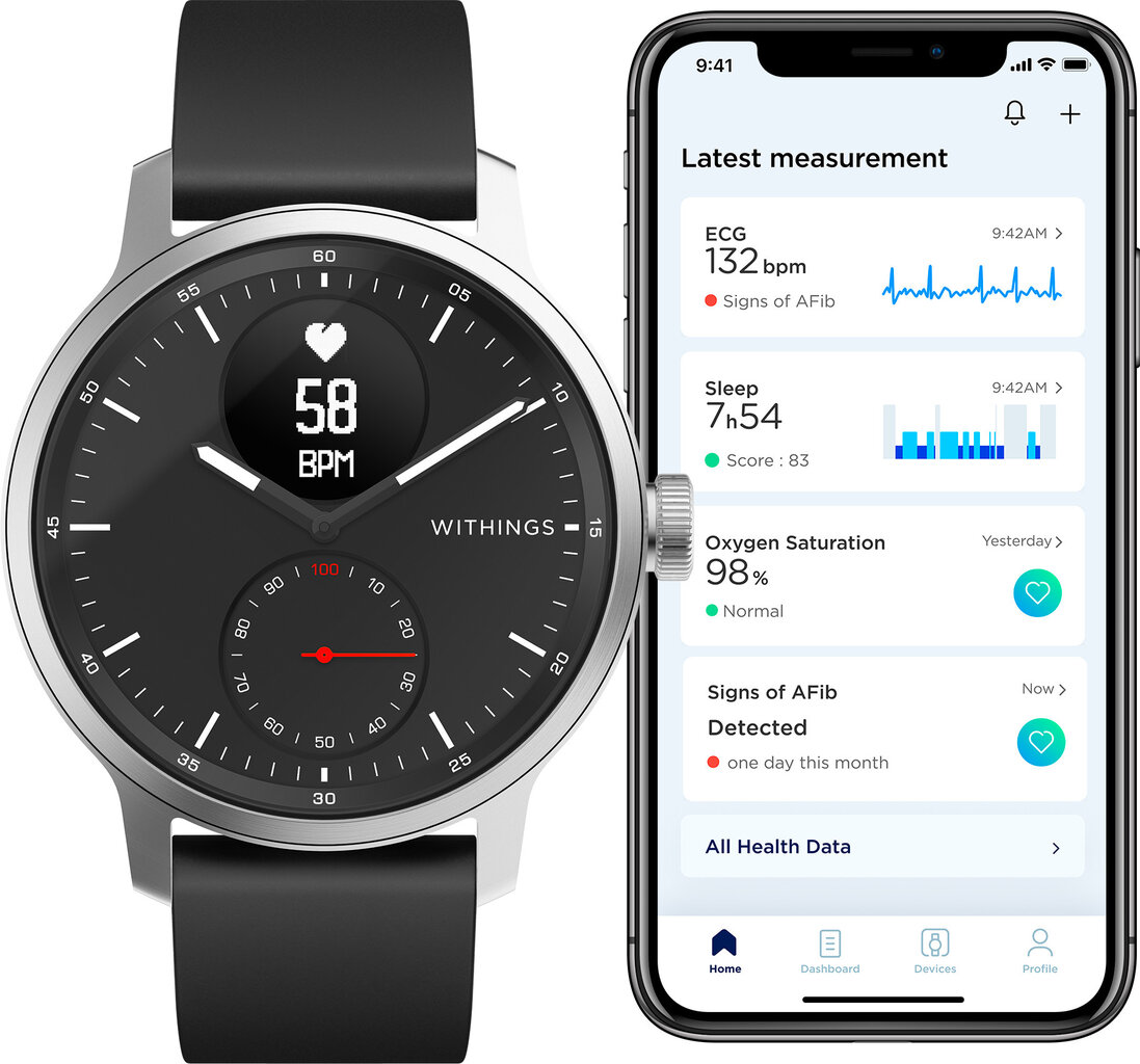 Withings ScanWatch (42 mm) Black цена и информация | Nutikellad (smartwatch) | kaup24.ee