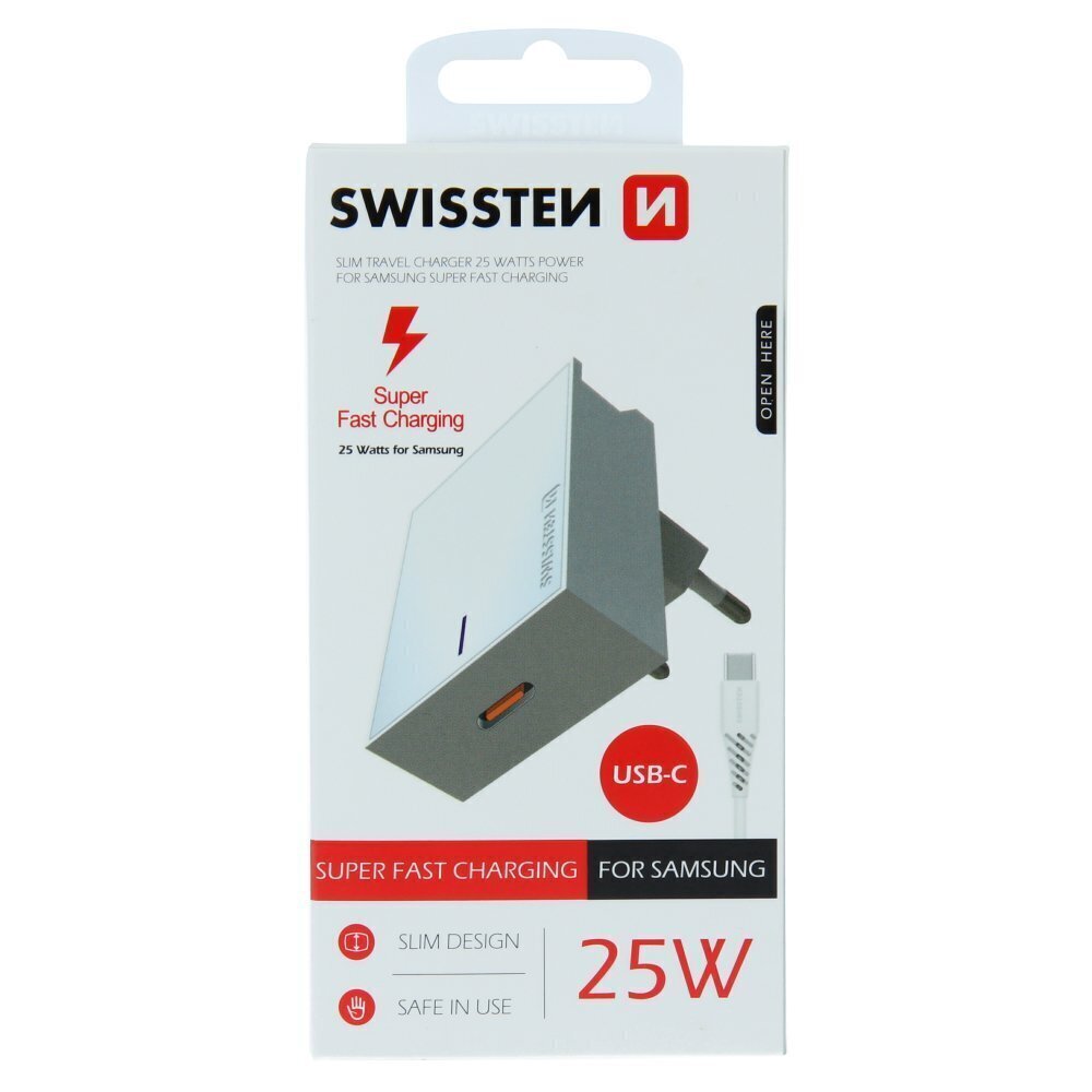 Swissten Premium, sobib Samsungile, USB-C, 3A цена и информация | Mobiiltelefonide laadijad | kaup24.ee