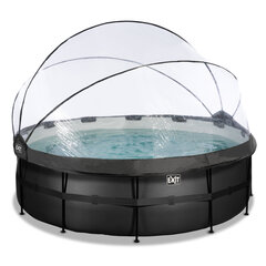 Каркасный бассейн с песочным фильтром, козырьком-навесом и тепловым насосом Exit Leather ø427x122 см, черный цена и информация | Бассейны | kaup24.ee