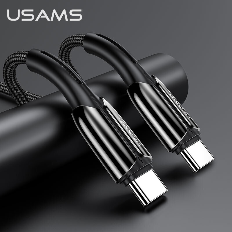 Usams U42 USB-C PD kiirlaadimiskaabel tsingikorpusega 100W, must hind ja info | Mobiiltelefonide kaablid | kaup24.ee