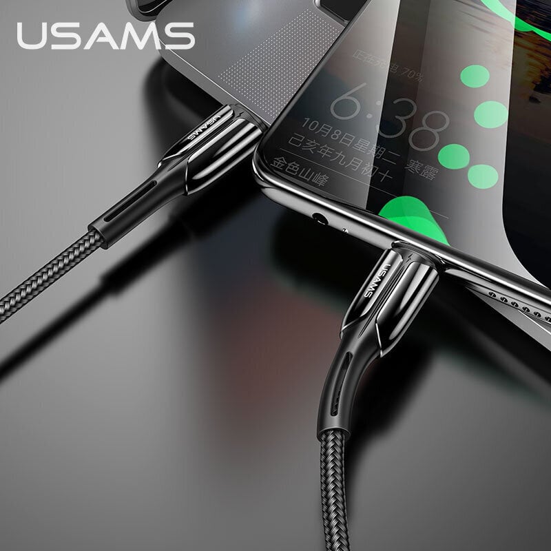 Usams U42 USB-C PD kiirlaadimiskaabel tsingikorpusega 100W, must hind ja info | Mobiiltelefonide kaablid | kaup24.ee