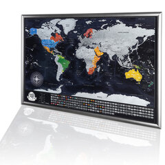 Скретч карта мира с деревянной рамкой, 72х2х52 см цена и информация | Карты мира | kaup24.ee