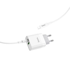 Сетевая зарядка HOCO C80A USB Quick Charge 3.0 + PD20W (3.1A) + Type-C-Lightning, белая цена и информация | Зарядные устройства для телефонов | kaup24.ee