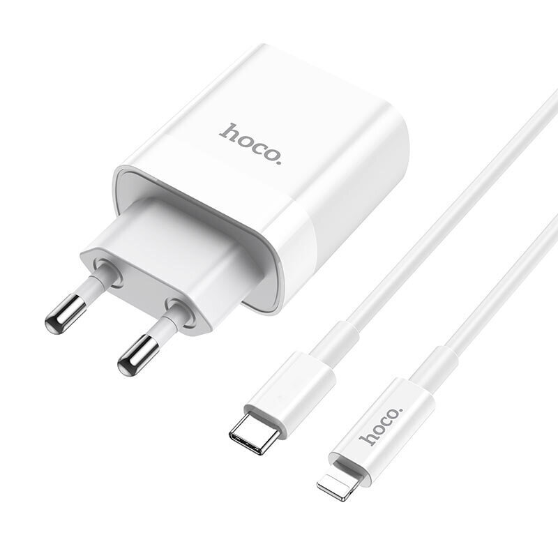 Laadija Hoco C80A USB Quick Charge 3.0 + PD20W (3.1A) + Type-C-Lightning, valge hind ja info | Mobiiltelefonide laadijad | kaup24.ee