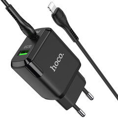 Сетевая зарядка Hoco N5 USB USB Quick Charge 3.0 + PD 20W (3.1A) + Type-C-Lightning, черная цена и информация | Зарядные устройства для телефонов | kaup24.ee