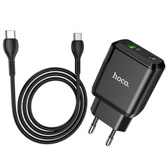 Сетевая зарядка Hoco N5 USB USB Quick Charge 3.0 + PD 20W (3.1A) + Type-C-Type-C, черная цена и информация | Зарядные устройства для телефонов | kaup24.ee