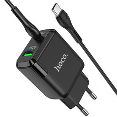 Сетевая зарядка Hoco N5 USB USB Quick Charge 3.0 + PD 20W (3.1A) + Type-C-Type-C, черная цена и информация | Зарядные устройства для телефонов | kaup24.ee
