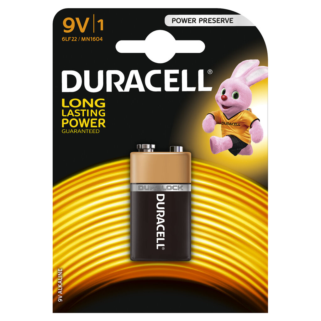 Leelispatarei Duracell 6LF22 / MN1604 / 9V (EU blister) hind ja info | Patareid | kaup24.ee