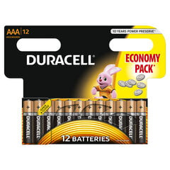 Patareid Duracell AAA MN2400 Alkaline LR03 1,5 V, 12 tk (EU blister) цена и информация | Батарейки | kaup24.ee