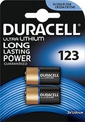 Patareid Duracell Ultra 123 2 tk цена и информация | Батарейки | kaup24.ee