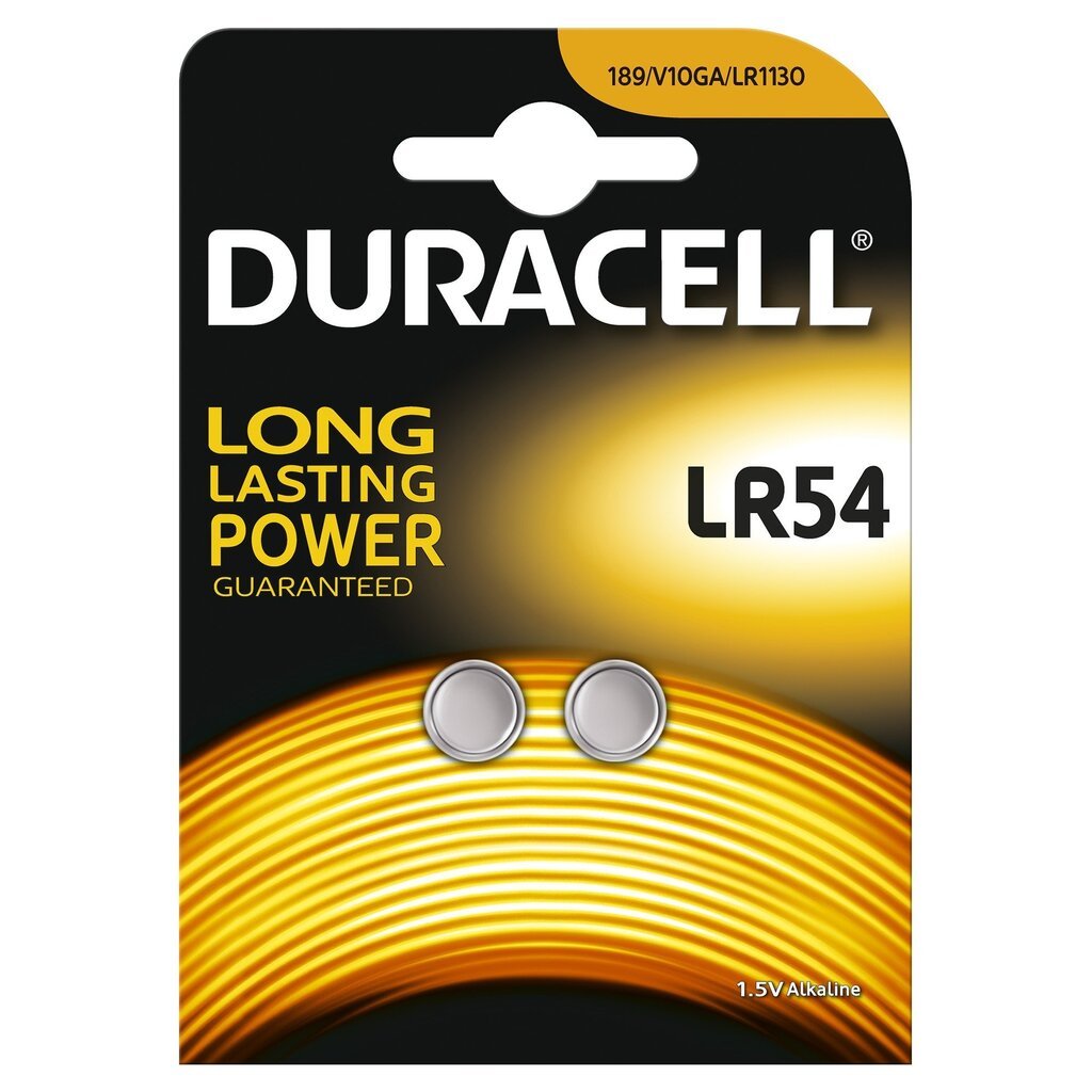 Patareid Duracell LR54 2 tk. hind ja info | Patareid | kaup24.ee