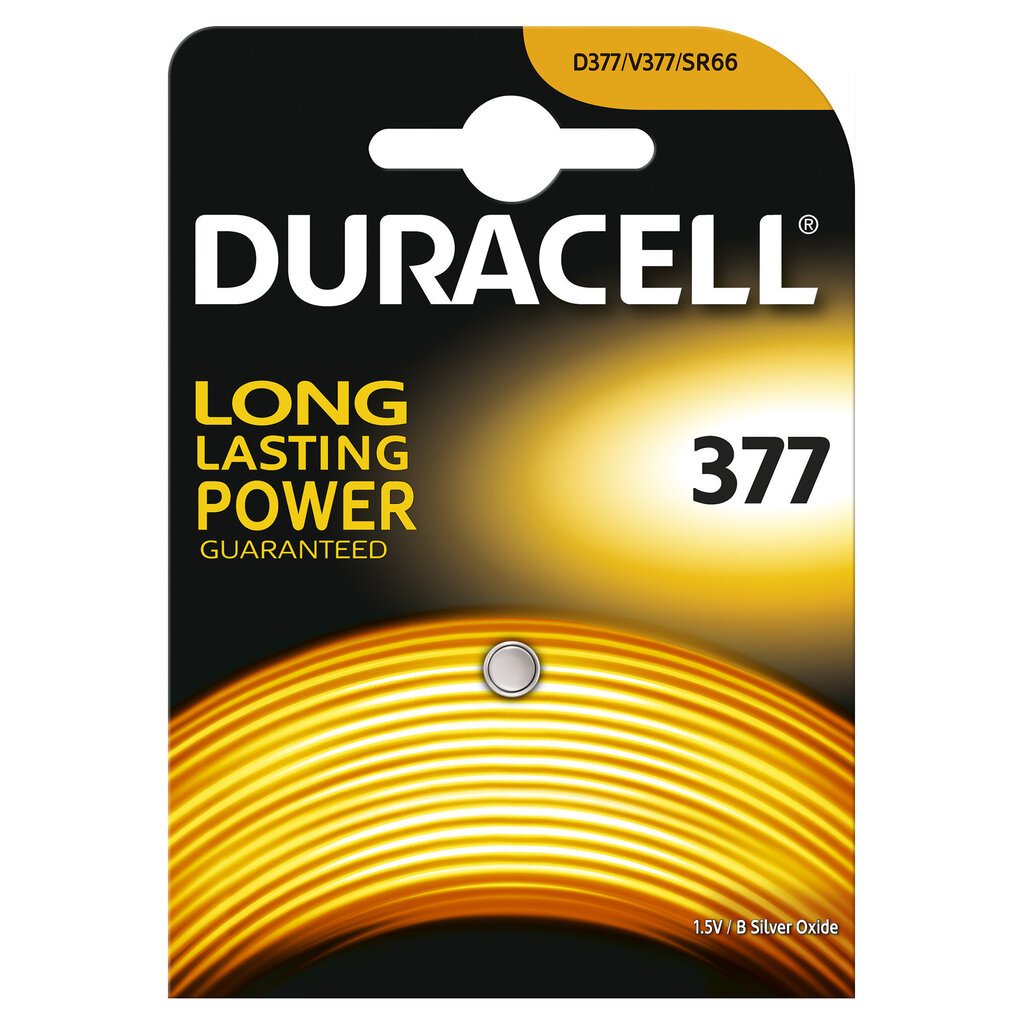 Kella aku Duracell D377 / AG4 / SR626SW / LR626 hõbeoksiid 1,5V цена и информация | Patareid | kaup24.ee