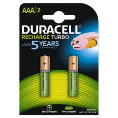 Аккумулятор Duracell AAA (850 mAh) LR03 2 шт. цена и информация | Батарейки | kaup24.ee