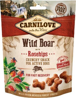 Carnilove Dog Snack Wild Boar with Rosehips värske lihaga koeramaius 200g цена и информация | Maiustused koertele | kaup24.ee