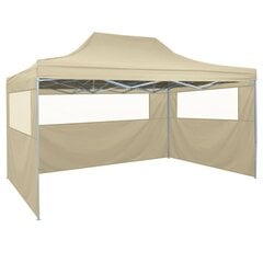 Складная палатка с 4-мя боковыми стенками, 3x4,5м, кремово-белая цена и информация | Беседки, навесы, тенты | kaup24.ee