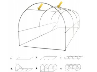 Туннельная теплица из 3 сегментов, 4х2,5х2 м, зеленая цена и информация | Теплицы | kaup24.ee