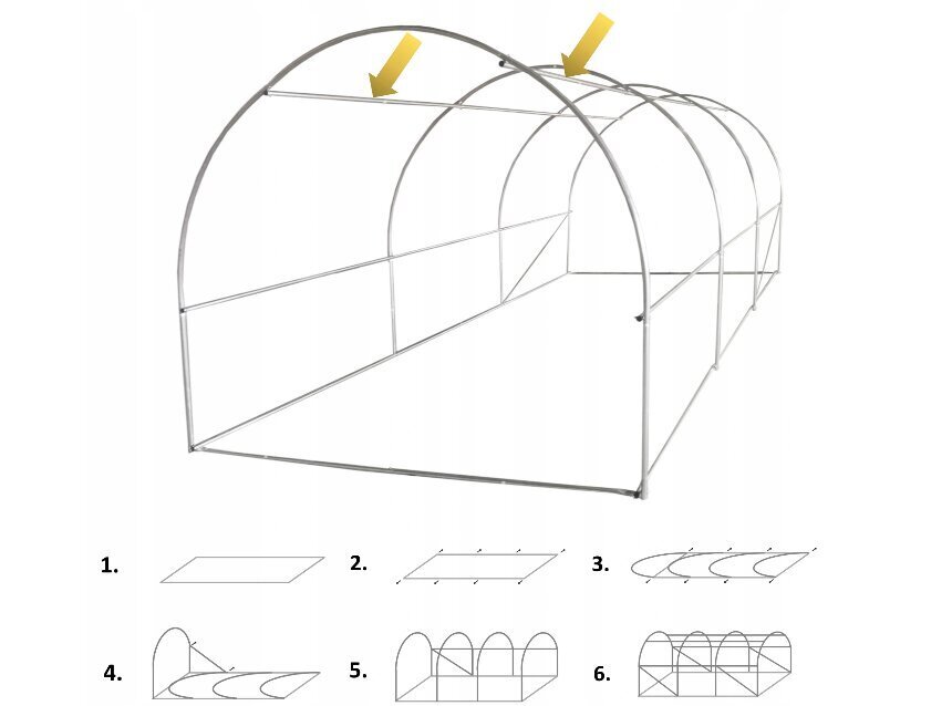 Tunnelkasvuhoone 3 segmenti, 4x2,5x2 m, valge hind ja info | Kasvuhooned | kaup24.ee