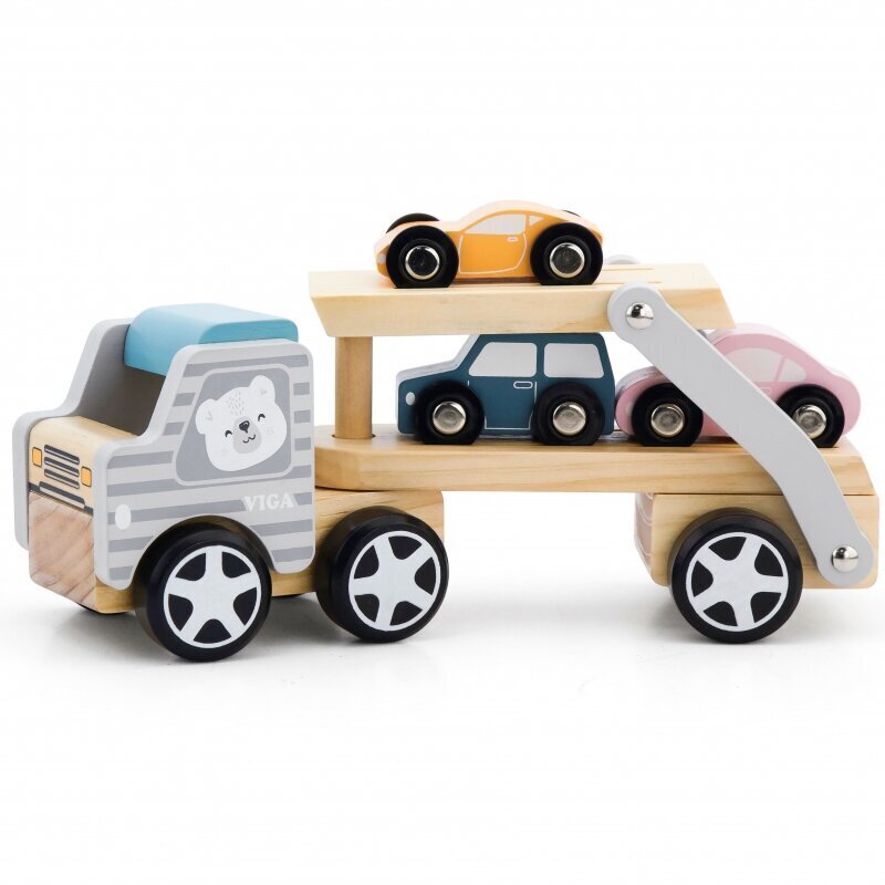 VISA puidust puksiir „PolarB” autodega hind ja info | Imikute mänguasjad | kaup24.ee