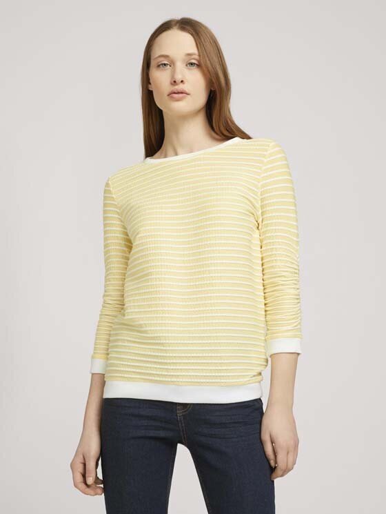 Naiste pullover Tom Tailor 1017277*26928, kollane/valge hind ja info | Naiste T-särgid, topid | kaup24.ee