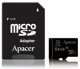Apacer microSDXC Карта памяти UHS-I Class10 64GB + SD адаптер цена и информация | Карты памяти | kaup24.ee
