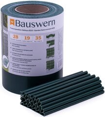 Комплект ленты для забора Bauswern Eco 35x0,19 м (450 г / м²) + 28 зажимов, зеленый цена и информация | Заборы и принадлежности к ним | kaup24.ee