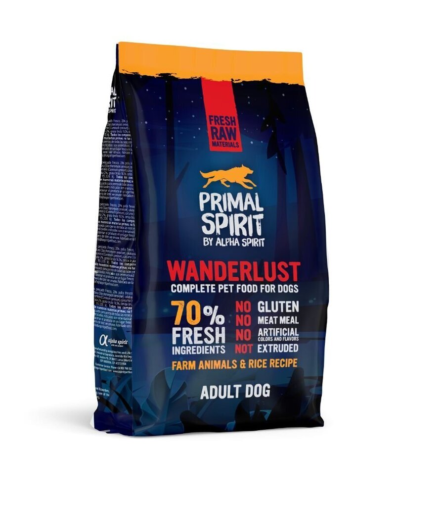 Primal Spirit märgtoit täiskasvanud koertele Wanderlust 1kg hind ja info | Kuivtoit koertele | kaup24.ee