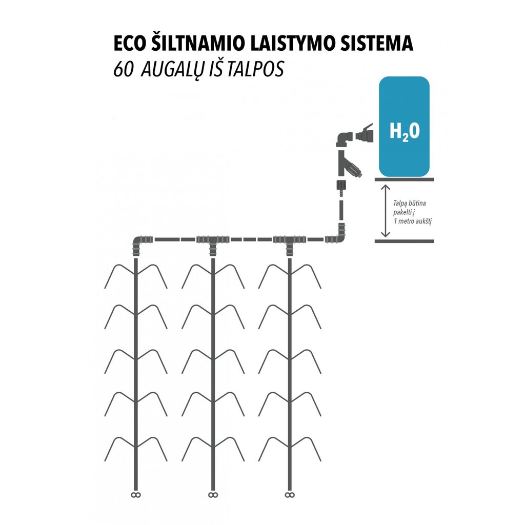 Komplekt kasvuhoone kastmiseks ECO, 60 taimele paagist цена и информация | Kastekannud, voolikud, niisutus | kaup24.ee