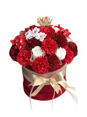 Роскошный букет красных мыльных цветов в бархатной коробке, размер XL. цена и информация | Мыло | kaup24.ee