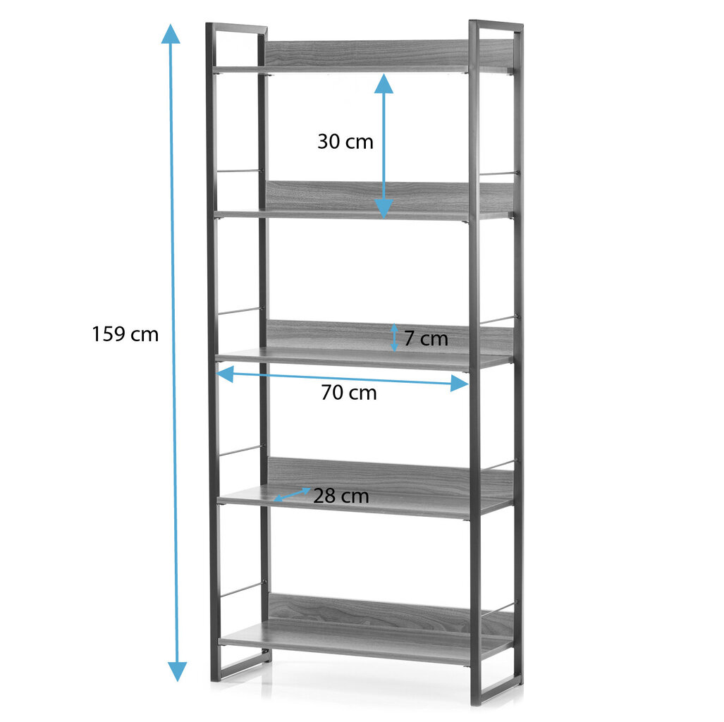 Riiul Homede Grux, 160 cm, helepruun/must hind ja info | Riiulid | kaup24.ee