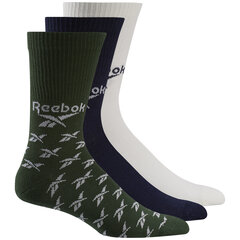 Носки Reebok Cl Fo Crew Sock 3P Green Blue White цена и информация | Meeste sokid | kaup24.ee