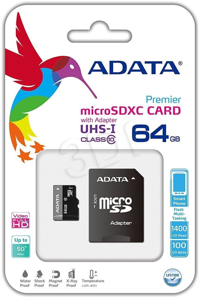 ADATA Premier UHS-I 64 GB, MicroSDXC, Fl цена и информация | Mobiiltelefonide mälukaardid | kaup24.ee