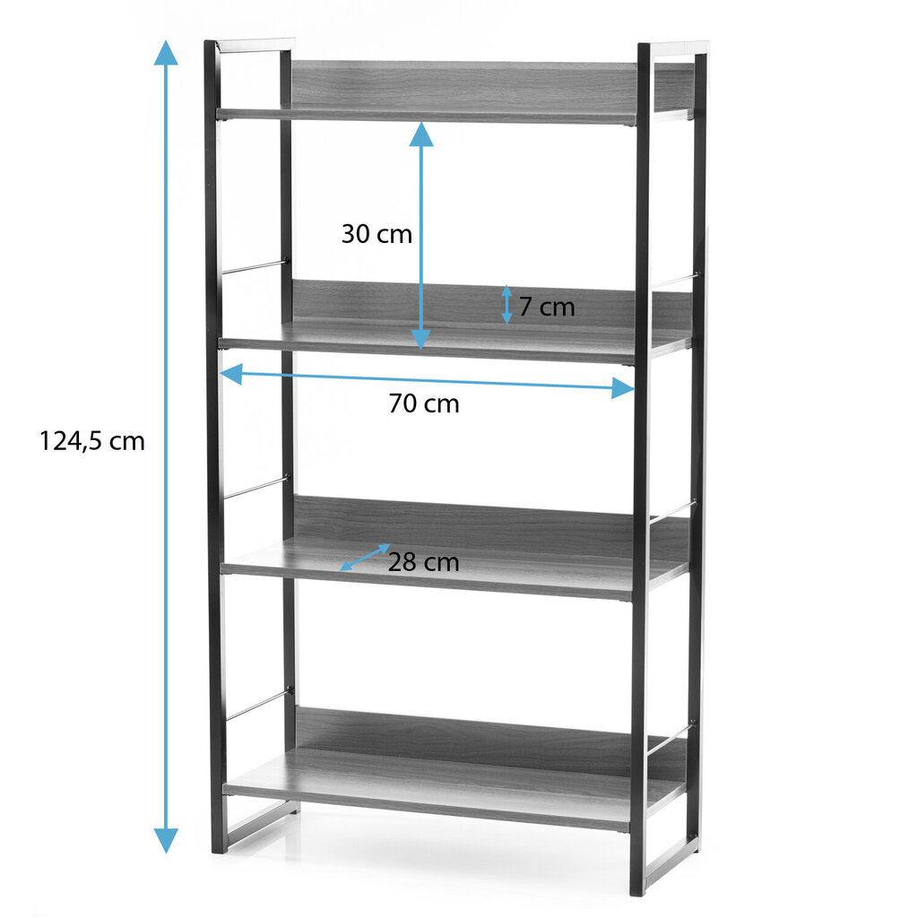 Riiul Homede Grux, 125 cm, helepruun/must hind ja info | Riiulid | kaup24.ee