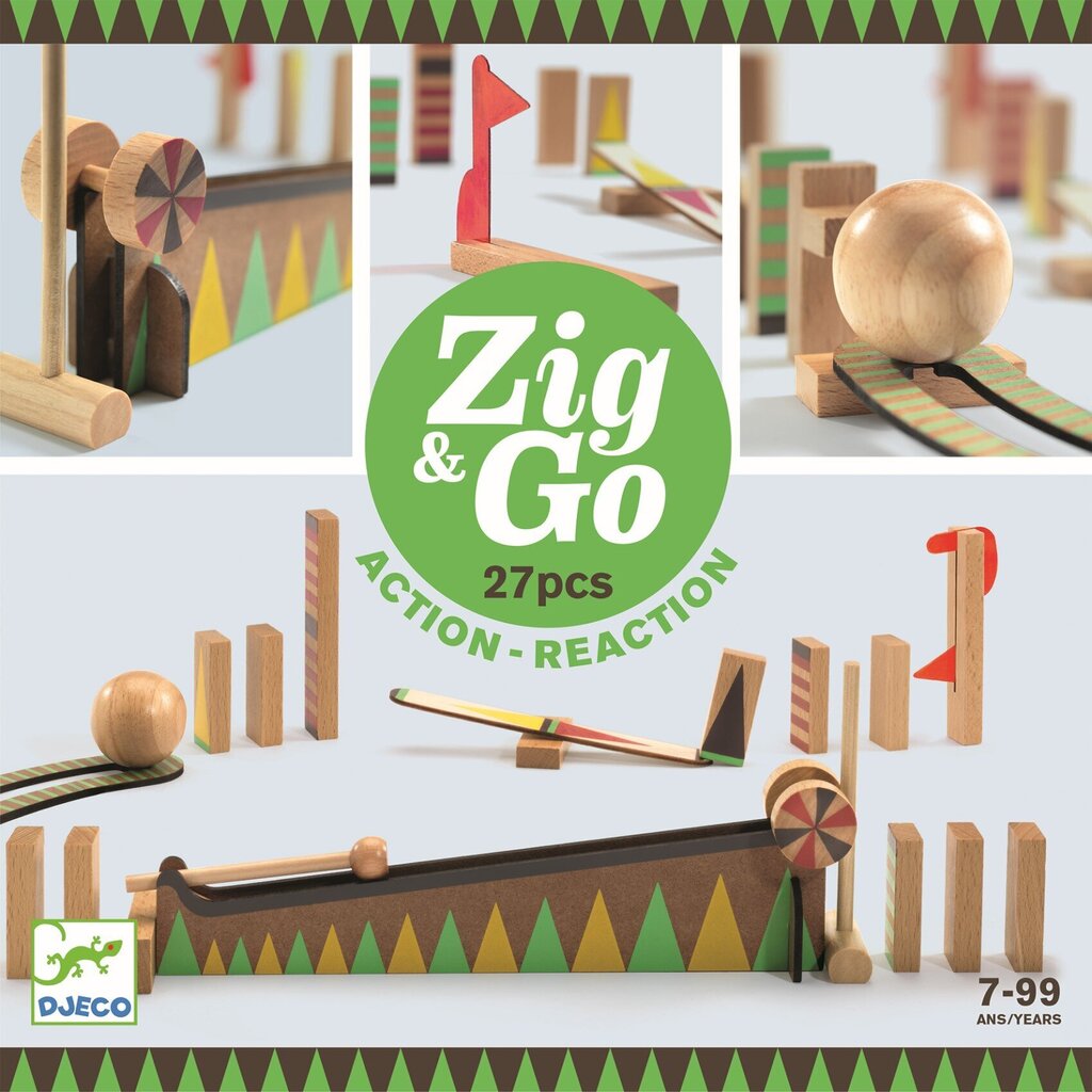 Ehitus - Zig & Go - 27 tk, Djeco, DJ05641 hind ja info | Klotsid ja konstruktorid | kaup24.ee