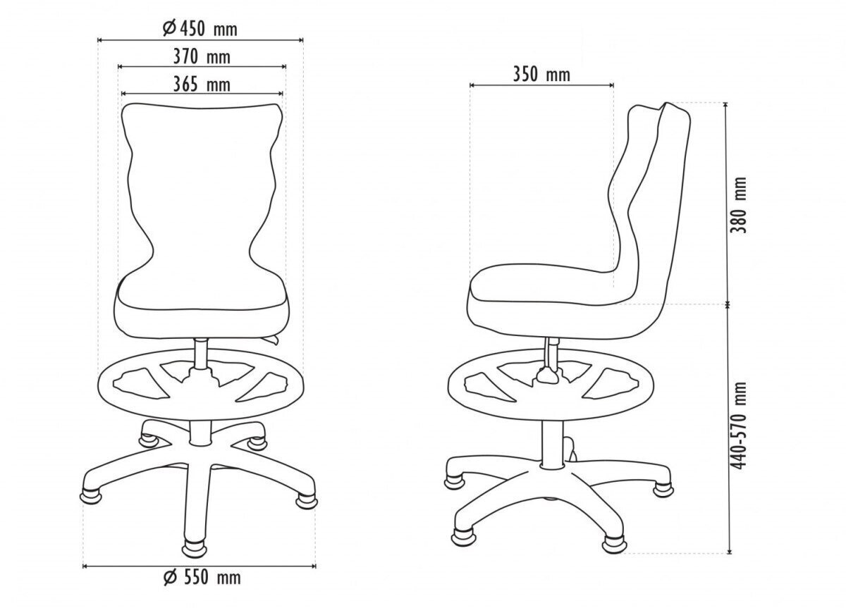 Ergonoomiline lastetool Entelo Petit Black VS05 jalatoega, roheline hind ja info | Kontoritoolid | kaup24.ee