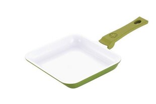 Сковорода Minichef 14x14 см, литая алюминиевая с керамическим покрытием, оливково-зеленая цена и информация | Cковородки | kaup24.ee