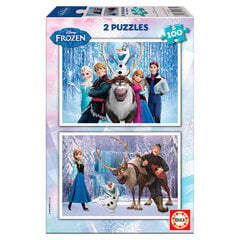 Kahe pildiga pusle Educa Frozen, 100-osaline hind ja info | Pusled | kaup24.ee