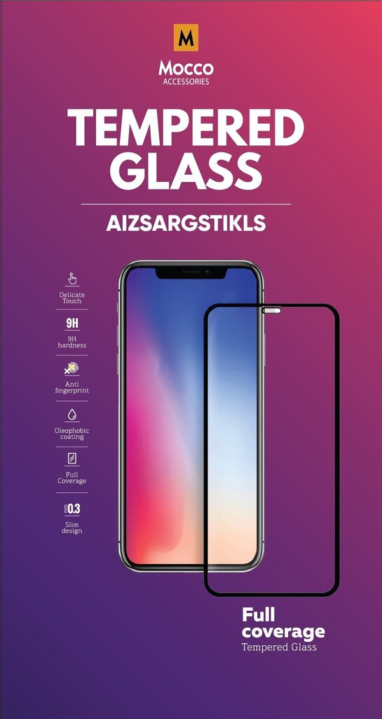 Ekraanikaitseklaas Mocco Full Glue Tempered glass telefonile Samsung Galaxy A12, must äär цена и информация | Ekraani kaitsekiled | kaup24.ee