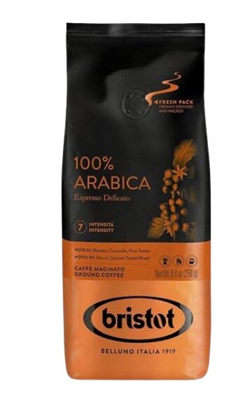 Jahvatatud kohv BRISTOT, 100% Arabika Espresso delicato. 250 g hind ja info | Kohv, kakao | kaup24.ee