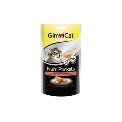 GimCat Nutri Pockets with Salmon & Omega 3&6 maiustus kassidele koos lõhe, omega 3 ja 6 rasvhapetega 60g hind ja info | Maiustused kassidele | kaup24.ee
