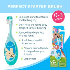 Näritava otsaga hambahari (0-3 eluaastat) Brush Baby FlossBrush - Teal цена и информация | Для ухода за зубами | kaup24.ee