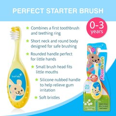Näritava otsaga hambahari (0-3 eluaastat) Brush Baby FlossBrush- kollane цена и информация | Для ухода за зубами | kaup24.ee