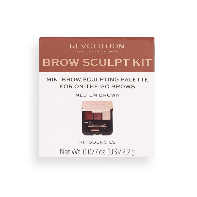 Kulmuhoolduskomplekt Makeup Revolution London Brow Sculpt Kit Medium brown 2,2 g цена и информация | Kulmuvärvid, -pliiatsid | kaup24.ee