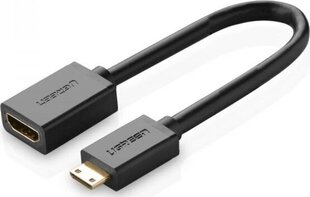 Видеоадаптер Ugreen mini HDMI на HDMI, 22 см, черный цена и информация | Адаптер Aten Video Splitter 2 port 450MHz | kaup24.ee