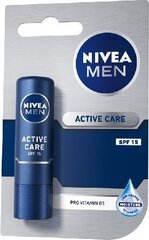 Huulepulk meestele Nivea For Men Active Care,4.8g цена и информация | Помады, бальзамы, блеск для губ | kaup24.ee